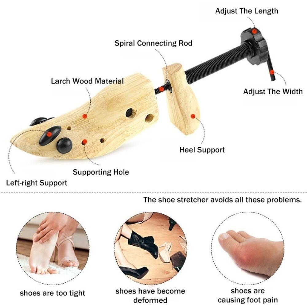 Adjustable Shoe Stretcher Tension Spring Coil Wooden Shoe Tree Stretcher Prevent Creasing EU34-46 Shoe Expander Boots