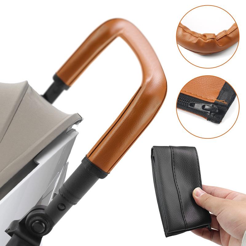 1Pc Zipper Detachable PU Leather Stroller Handle Cover Comfort Baby Cart Armrest Protective Accessory