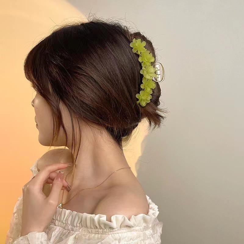 Chinese style colorful butterfly grab clip female summer head large shark clip Guochao antique design fairy hairpin