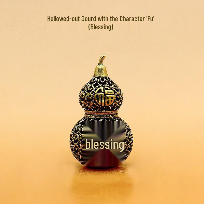 

Fu Character Hollowed Gourd Brass Ornament - Mythology Inspired Handicraft for Night Market