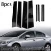 8X Black Window Pillar Post Molding Cover Trim For Honda Civic Sedan 2012-15