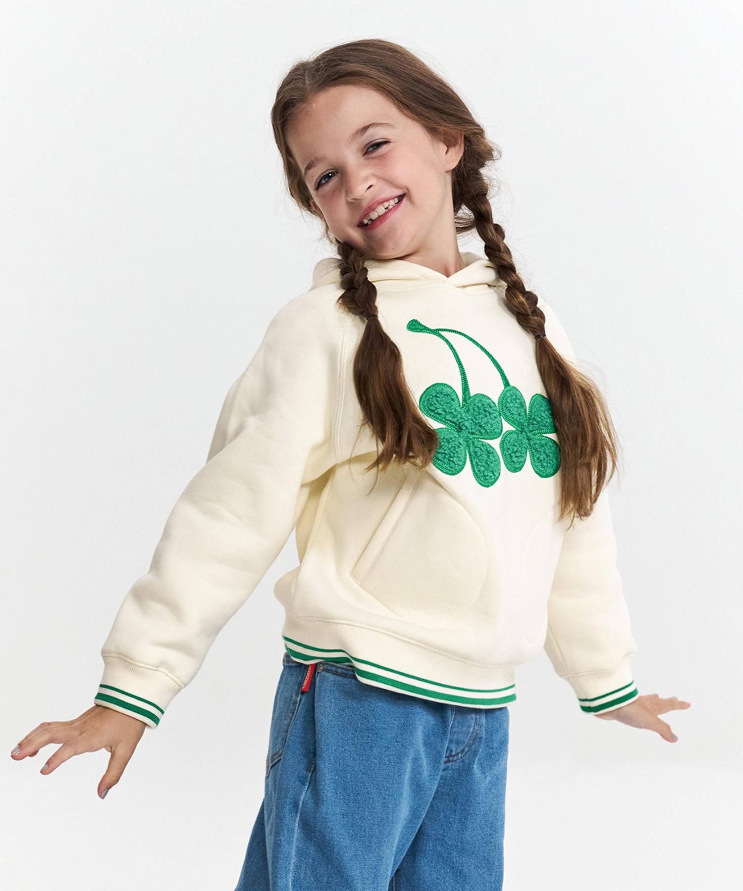 Kirsh Kids Big Clover Cherry Graphic Fleece Hoodie [Ivory] Size=130(Kids)