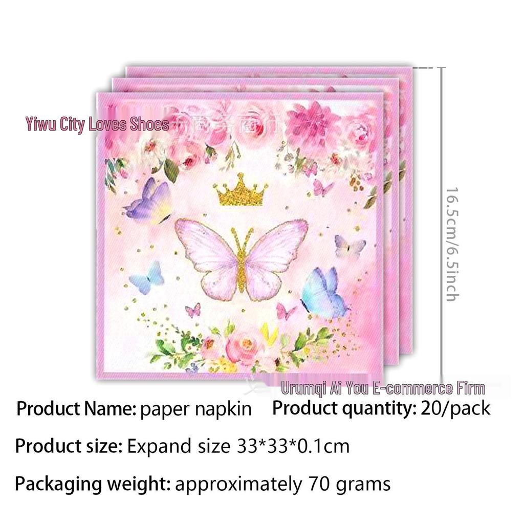 Colorful Butterfly Party Tableware Set: Plates, Napkins & Cutlery for Girl's Birthday.