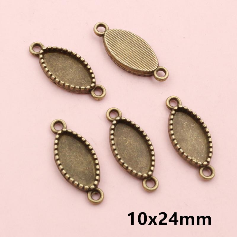 10pcs Double Loops Connector Pendant Cabochons Blank Base Settings Tray Heart Sqaure Rectangle Oval DIY Jewelry Findings