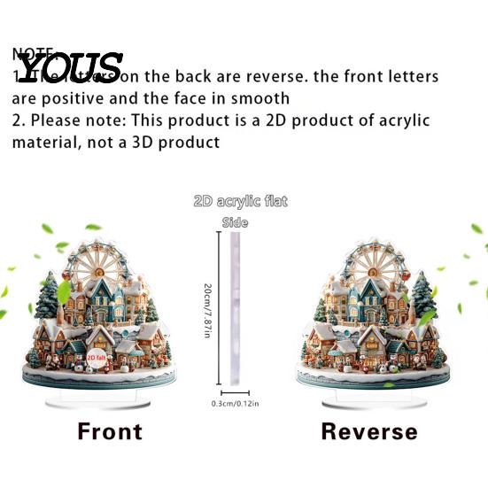 Christmas Atmosphere Table Ornament 2D Acrylic Ferris Wheel for Holiday Tree, Durable Transparent Craft Display Board, Decoration, Xmas Party Supplies