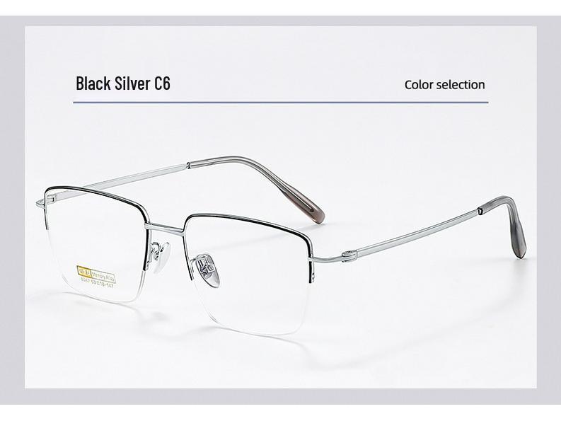 Danyang Men's Half-Frame Myopia Glasses, Memory Titanium Business Eyebrow Line, Model 8047.
