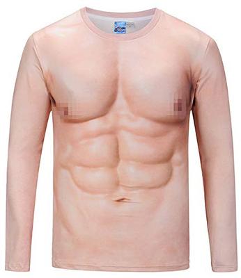 Amade Men's Long Sleeve Muscle T-Shirt, Macho, Flashy, Costume, Funny, Slim Fit, Fun, Cosplay Costume, Event, Matching Shirt - JP033-13-XXL