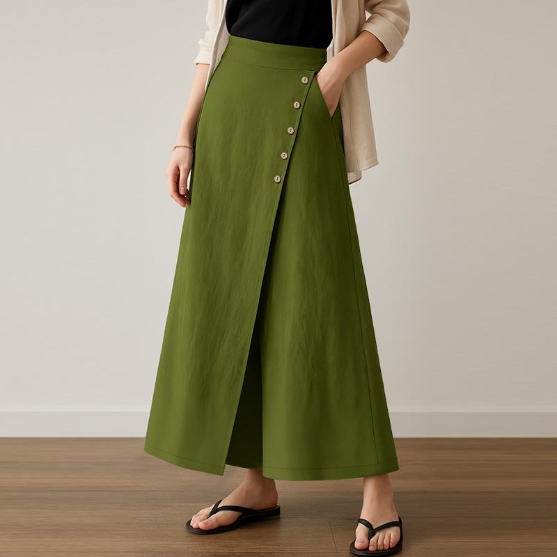 

ZANZEA Женские повседневные однотонные свободные укороченные брюки с широкими штанинами 3XL зелёный