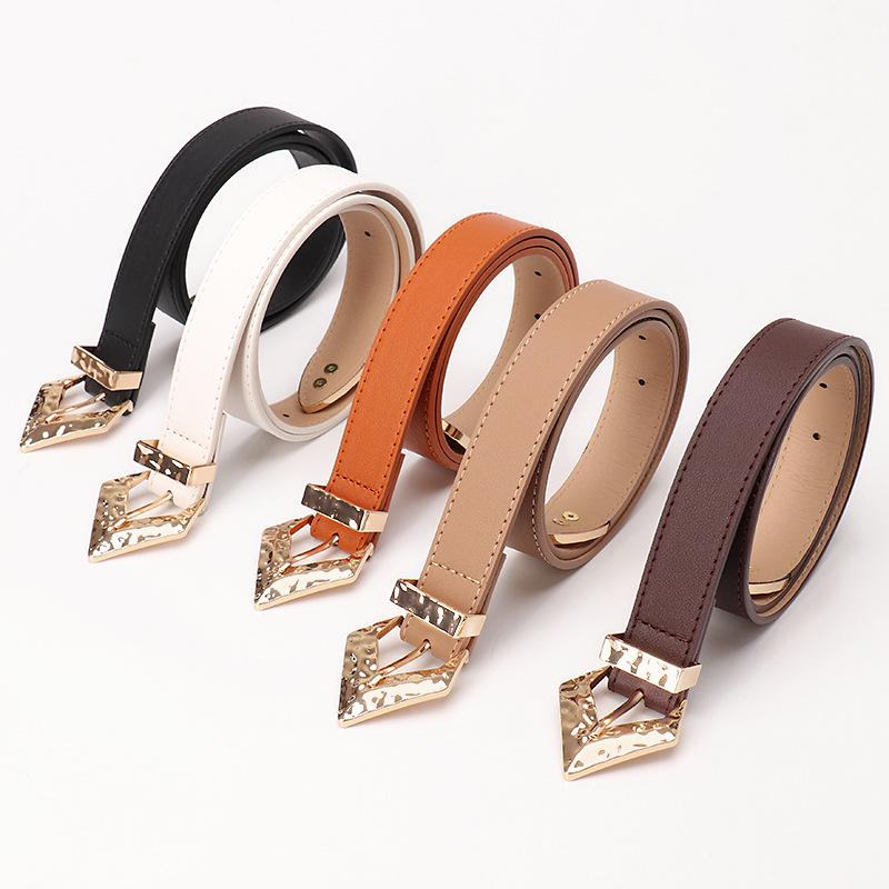 Retro Women's Leather Belt with Trendy Alloy Buckle - Perfect for Jeans and Dresses