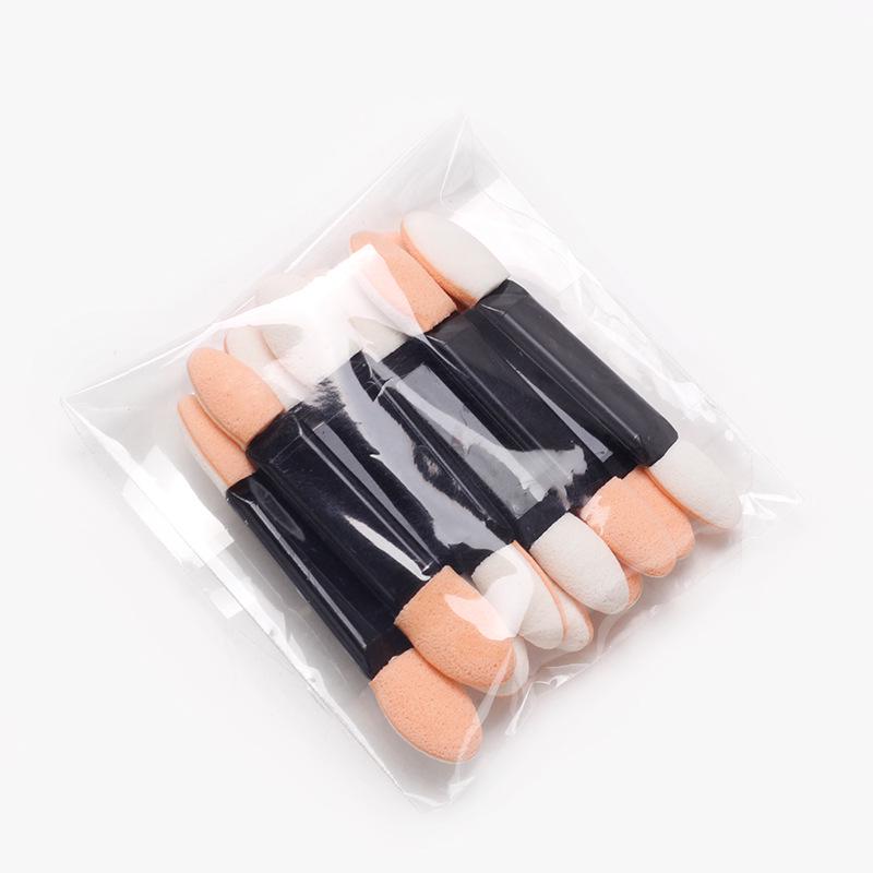 Mini Double-Headed Sponge Eyeshadow Stick & Disposable Cotton Swab Set - 10 Pieces