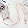 Crossboby Lanyard Plating Clear Phone Case For iPhone 16E 16 15 14 13 12 Pro Max For Magsafe Magnetic Necklace Cord Rope Cover