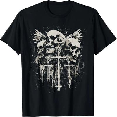 Skull Cross Y2K Goth Alt Grunge Gothic Emo Aesthetic T-Shirt