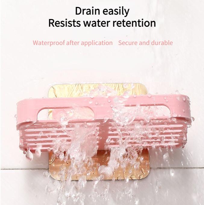 Wall-Mounted Soap Dish with Drainage - No Drilling Required Strong Adhesive, No-Trace Soap Holder (1 Piece)