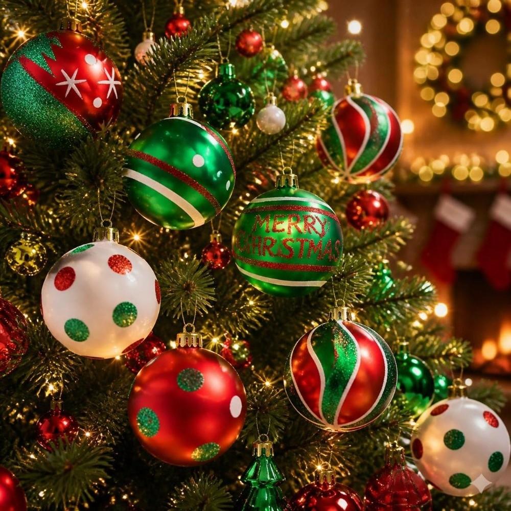 42Pcs/Set Shiny Christmas Ball Creative Xmas Baubles Durable Christmas Tree Balls  Scene Supplies