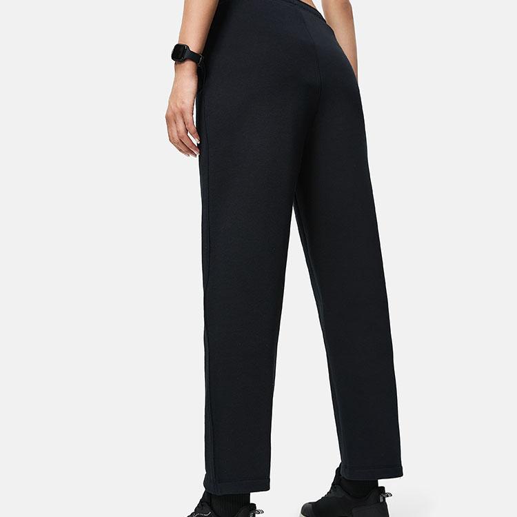 Li Ning Fitness Series Solid Color Thickened Elastic Waist Straight Leg Sports Pants Women Bottoms Black AKLT776-1