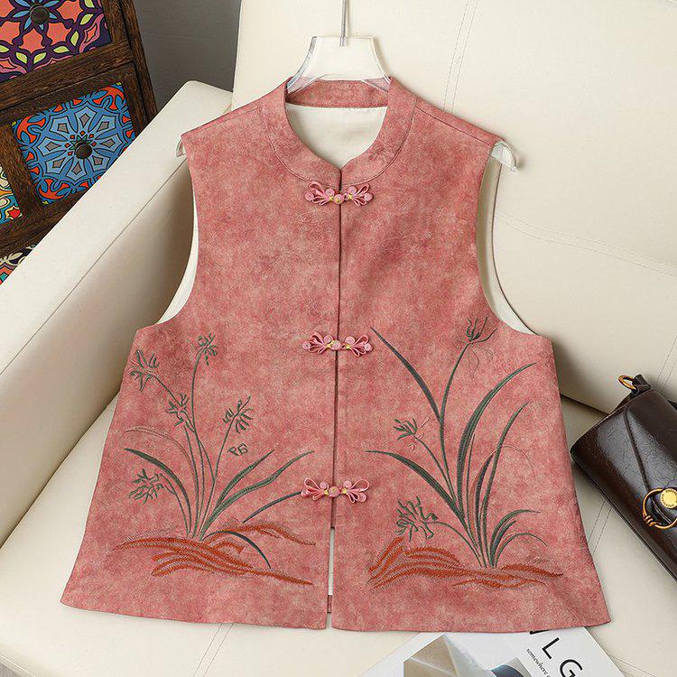 2026 New Retro Chinese Jacquard Vest with Frog Buttons for Mom - Sleeveless Shawl Top 4XL