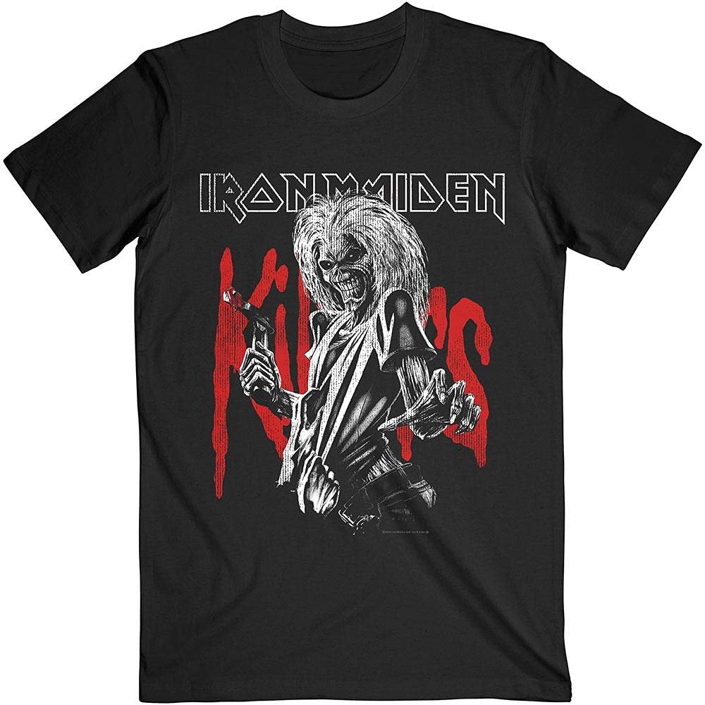Футболка классической рок-метал группы Iron Maiden Killers Eddie с эффектом потертости, черная XL