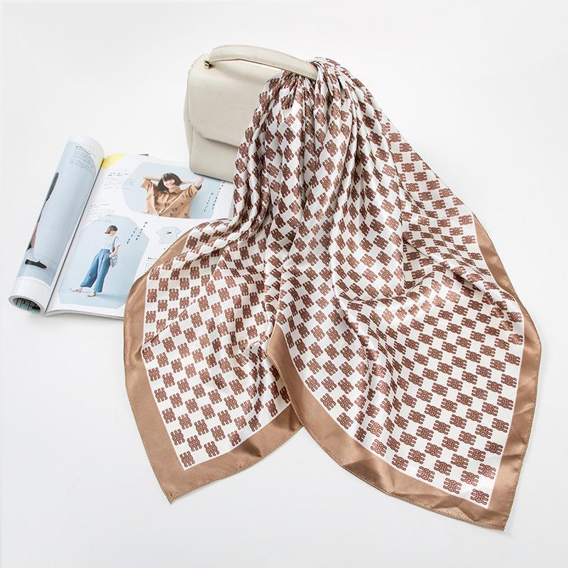 Luxury Satin Feel Silk Scarf: 90 Square Versatile Shawl with Sunscreen Protection