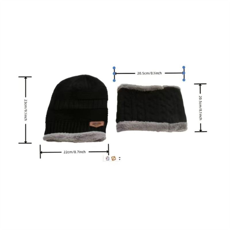 3-Piece Winter Men'S Hat Set Scarf Gloves And Neck Warmer All In One Fleece-Lined Knitted Hat