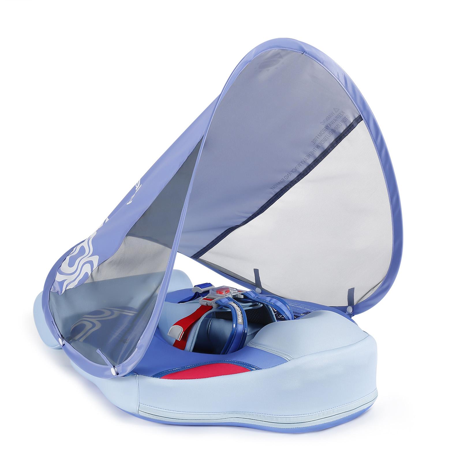 Mambobaby Opblaasbare Baby Zwem   Zacht Waterdichte Baby Zwem   Huidvriendelijke Zwemtrainer met Staart   + Zonnekap voor 3-24 Maanden B