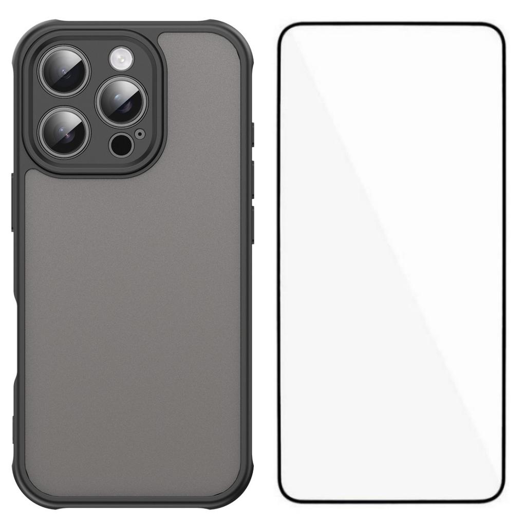 For iPhone 16 Pro Max Case with Screen Film WANLONFENG FD Series Skin Touch TPU PC Phone Back Cover