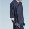 Men's Zen Buddhist Hanfu: Cotton & Linen Taoist Robe, Three-Quarter Sleeve, Spring/Autumn Ancient Style Tea Jacket