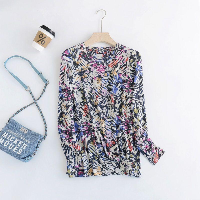 

Cotton Elastic round Neck Base Clothing Chubby Girl Outer and Inner Wear T-shirt Multicolor abstract Print XLP