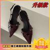 Spring and Summer Fashion High Heels Women's 2025 New French Pointed Thin Heel Bag Head Sandals Fairy Style Single Shoes