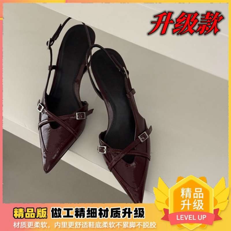 Spring and Summer Fashion High Heels Women's 2025 New French Pointed Thin Heel Bag Head Sandals Fairy Style Single Shoes