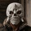One-horned Fanged Mask Halloween Skeleton Mask, Horror Skull Distressed Lightweight Foam Full Face Cosplay for Costume Party Props Unobstructed Vision