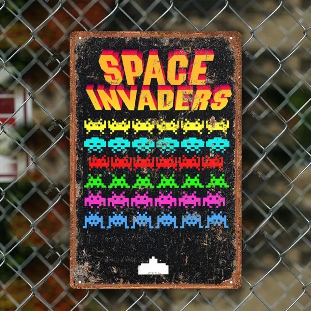 

Vintage Space Invaders 8x12 Metal Sign Retro Alien Design Home Bar Cafe Decor Space Room Art 20x30cm