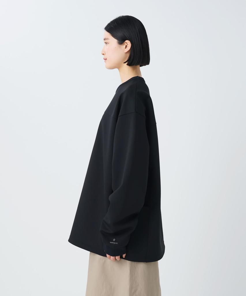 Snow Peak Double Knit Pullover Knit and Sew Long Sleeve for Men and Size S CS-26SU007 Sweater/Cut T-Shirt Women, Black,