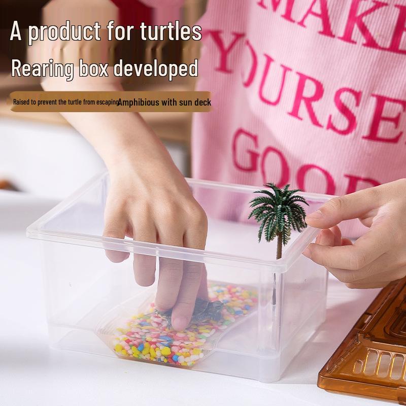 Medium Transparent Turtle and Goldfish Tank with Sealed Lid for Livestock