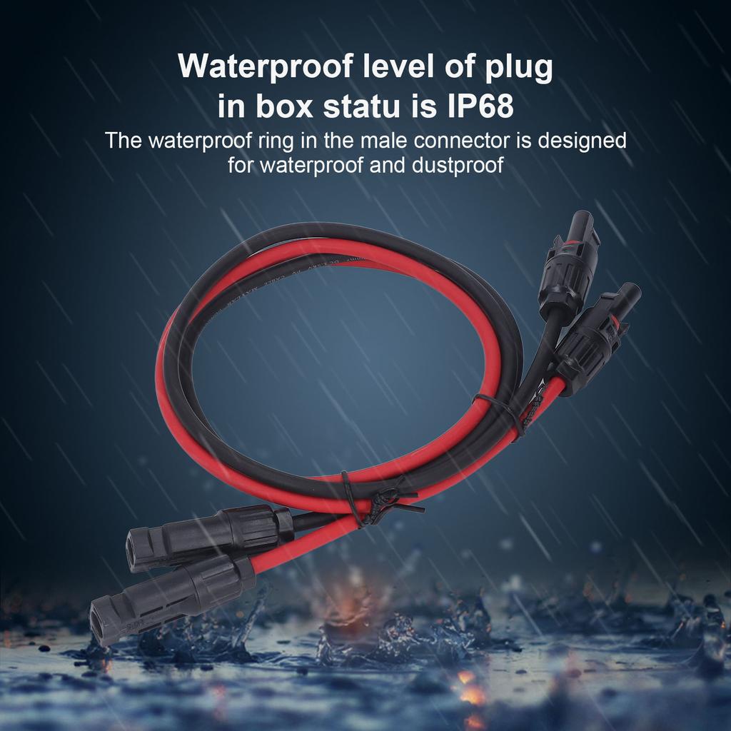 2 Stück 12AWG 4mm² Solarmodul Verlängerungskabel Schwarz Rot Solaradapter Verlängerungskabel mit Buchse Stecker 1000V