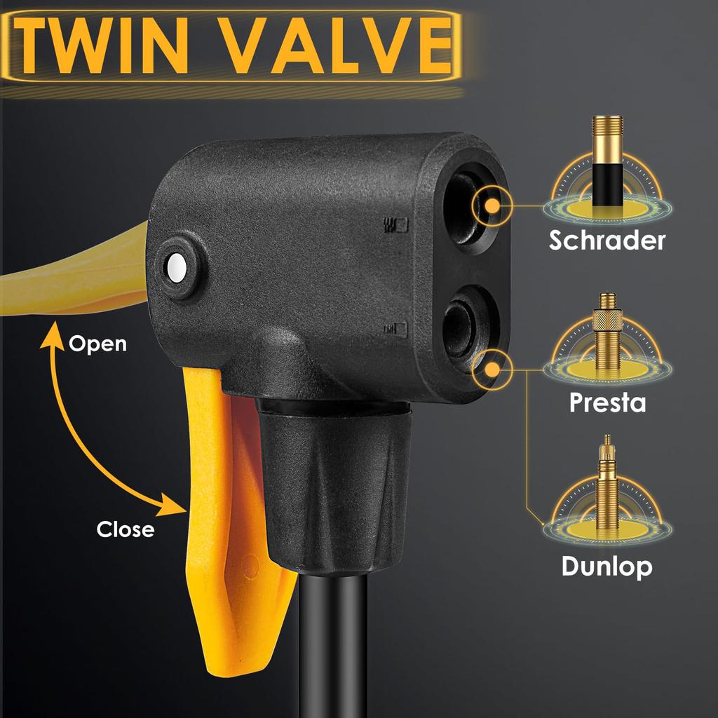 VOGORA Bicycle High Pressure Pump Compatible with American and British Can Quickly Fill Road and Cross Bikes with a Floor Pump French, Valves,