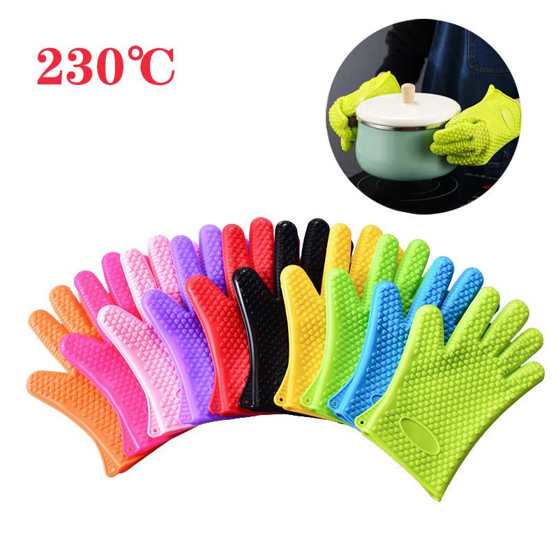 Baking Silicone Microwave Oven Gloves BBQ Grill Gloves Heat Resistant Oven Mitts Kitchen Gadgets Kitchen Accessories