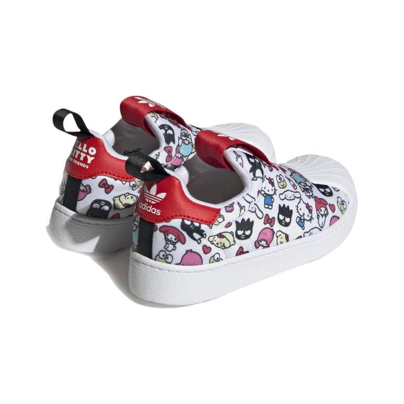 Hellokitty x Adidas Originals SUPERSTAR 360 Abrasion Resistant Breathable Low top Skateboard Shoes White Red Kids' HQ4094