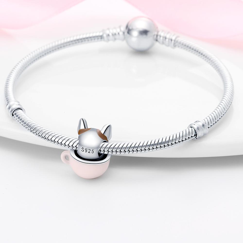 Charms Plata  Cup Cute Dog Beads Fit Original  Bracelets Charms For Women Jewelry Diy Making Gifts