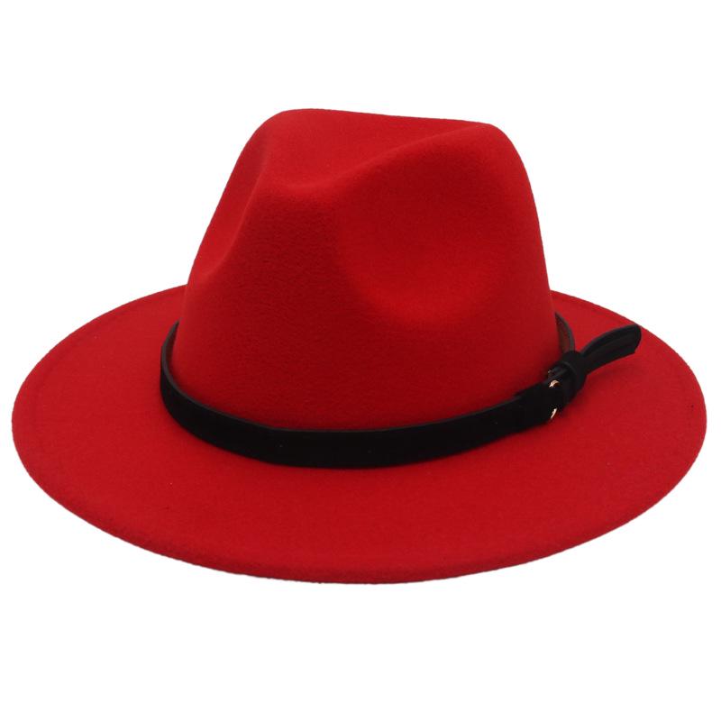 

Білий та Чорний Панама Джазовий Капелюх з Широкими Крисами з Імітації Вовни - Жіночий Осінньо-Зимовий Британський Стиль M (56-58cm)