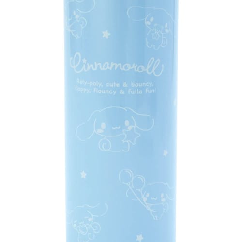 Sanrio Children's Water Bottle, 470ml, One-Touch, Stainless Steel, Cinnamoroll Design, Keeps Drinks Cold, Includes Pouch with Shoulder Strap, and Name