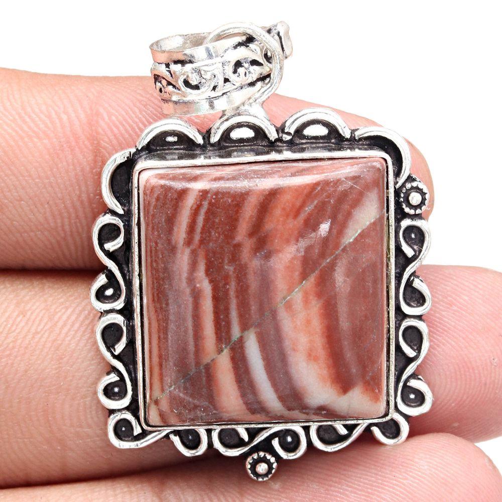 Pendant Designer Jasper Gemstone Handmade Mother's Day Silver Jewelry 1.75"