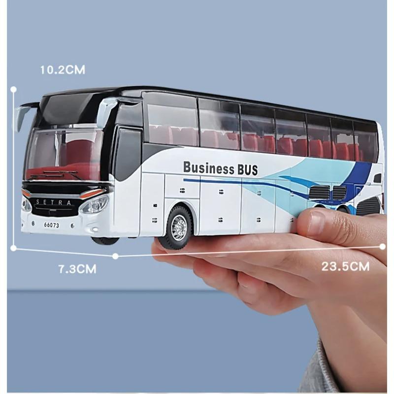1/32 Electric Tourist Toy Traffic Bus Alloy Car Model Diecasts Simulation Metal Toy Business Bus Model Sound and Light Childrens Gift