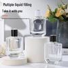 Flat Transparent Bayonet-Press Glass Perfume Bottle with Lid - Portable and Simple Spray Decanting Bottle