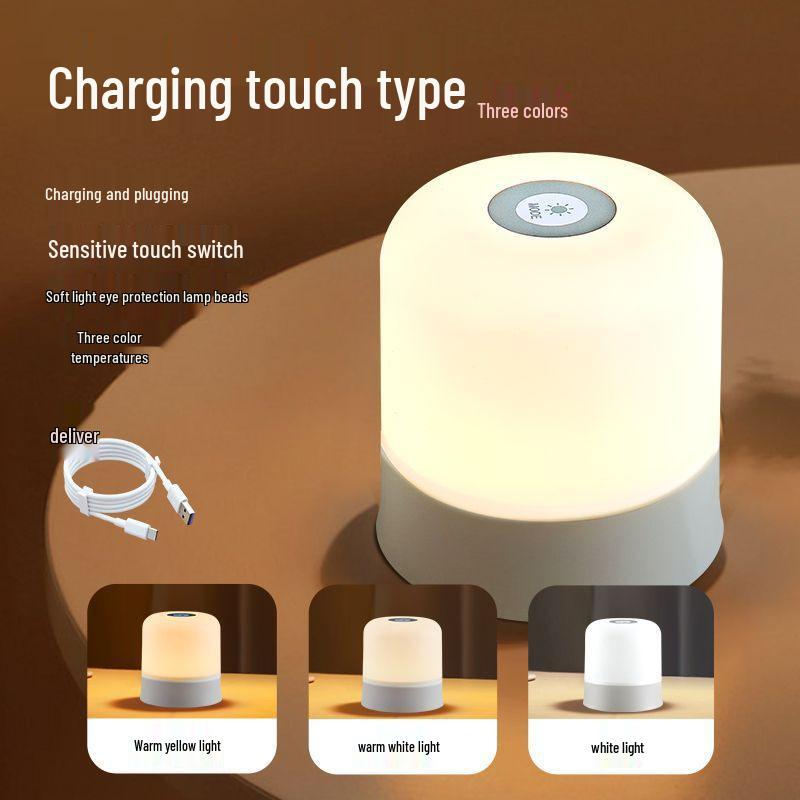 Rechargeable Touch Night Light - Baby Feeding & Eye-Friendly Bedside Lamp