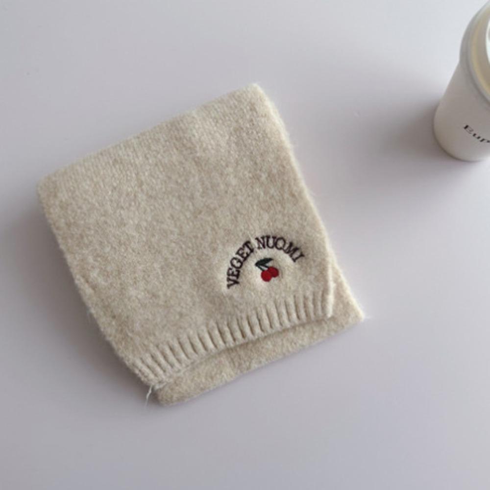 Solid Color Cartoon Thick Shawl Polyester Long Scarf Cute Cherry Knitted Scarf  Girls