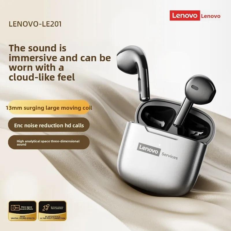 Original Lenovo LE201 Wireless Headphones Bluetooth 6.0 Earbuds ENC Call Noise Cancellation Ultra Long Latency Surround Sound Earphones