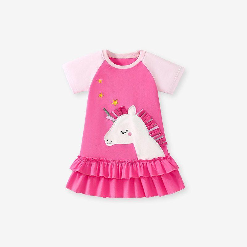 Little Maven Европейское и американское Милое Детское Платье Летнее С коротким рукавом Девочки Летнее Платье Чистый Хлопок Мультяшное Детское Платье Gs 3003 2Y (90cm)