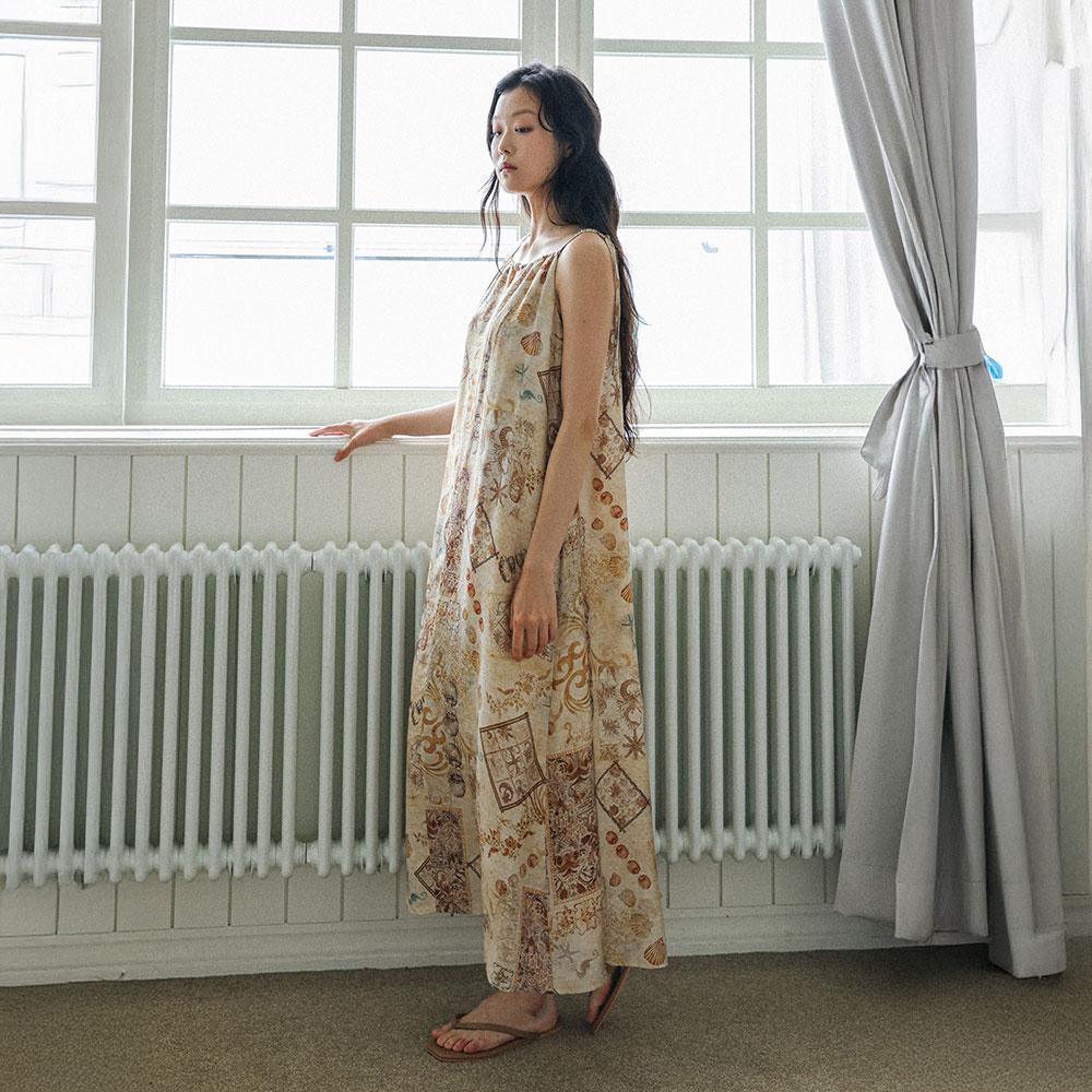 Laengsseon Ls_Ethnic Patchwork Maxi Dress_Beige