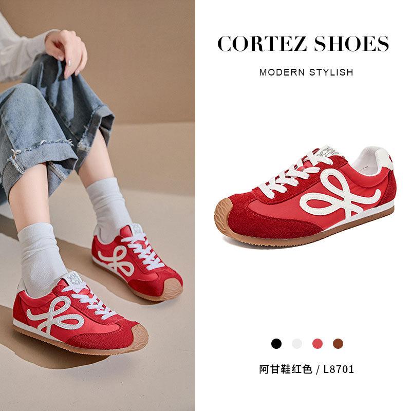 2025 new thick-soled ballet training shoes, red inner height-increasing women's shoes, soft soles are not tired, versatile casual little white shoes