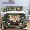 Forest Leopard  Pattern Bedding Quilt Set Quilt Cover Pillowcase Home Decoration  Gift (1 * Duvet Cover + 2 * Pillowcase, Without Core)